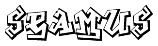 The image is a stylized representation of the letters Seamus designed to mimic the look of graffiti text. The letters are bold and have a three-dimensional appearance, with emphasis on angles and shadowing effects.