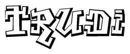 The clipart image depicts the word Trudi in a style reminiscent of graffiti. The letters are drawn in a bold, block-like script with sharp angles and a three-dimensional appearance.