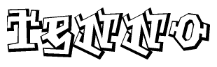 The clipart image depicts the word Tenno in a style reminiscent of graffiti. The letters are drawn in a bold, block-like script with sharp angles and a three-dimensional appearance.