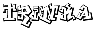 The clipart image depicts the word Trinka in a style reminiscent of graffiti. The letters are drawn in a bold, block-like script with sharp angles and a three-dimensional appearance.