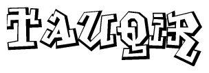 The clipart image features a stylized text in a graffiti font that reads Tauqir.