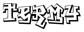 The clipart image depicts the word Termy in a style reminiscent of graffiti. The letters are drawn in a bold, block-like script with sharp angles and a three-dimensional appearance.
