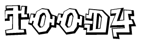 The clipart image features a stylized text in a graffiti font that reads Toody.