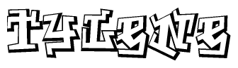The clipart image depicts the word Tylene in a style reminiscent of graffiti. The letters are drawn in a bold, block-like script with sharp angles and a three-dimensional appearance.