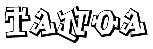 The image is a stylized representation of the letters Tanoa designed to mimic the look of graffiti text. The letters are bold and have a three-dimensional appearance, with emphasis on angles and shadowing effects.