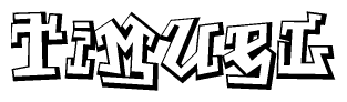 The clipart image depicts the word Timuel in a style reminiscent of graffiti. The letters are drawn in a bold, block-like script with sharp angles and a three-dimensional appearance.