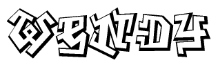 The clipart image depicts the word Wendy in a style reminiscent of graffiti. The letters are drawn in a bold, block-like script with sharp angles and a three-dimensional appearance.