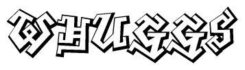   The clipart image depicts the word Whuggs in a style reminiscent of graffiti. The letters are drawn in a bold, block-like script with sharp angles and a three-dimensional appearance. 