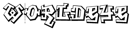 The clipart image features a stylized text in a graffiti font that reads Worldeye.