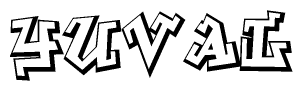 The clipart image features a stylized text in a graffiti font that reads Yuval.