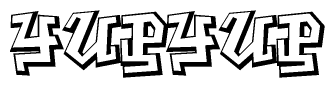 The clipart image features a stylized text in a graffiti font that reads Yupyup.