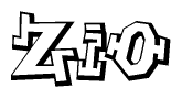 The clipart image depicts the word Zio in a style reminiscent of graffiti. The letters are drawn in a bold, block-like script with sharp angles and a three-dimensional appearance.