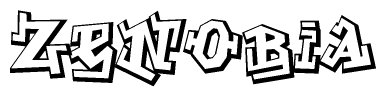 The image is a stylized representation of the letters Zenobia designed to mimic the look of graffiti text. The letters are bold and have a three-dimensional appearance, with emphasis on angles and shadowing effects.