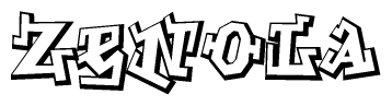 The clipart image depicts the word Zenola in a style reminiscent of graffiti. The letters are drawn in a bold, block-like script with sharp angles and a three-dimensional appearance.