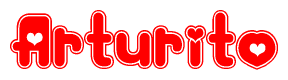 The image displays the word Arturito written in a stylized red font with hearts inside the letters.