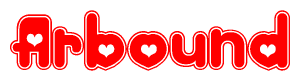 The image displays the word Arbound written in a stylized red font with hearts inside the letters.