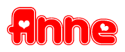 The image displays the word Anne written in a stylized red font with hearts inside the letters.
