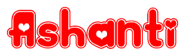 Red and White Ashanti Word with Heart Design