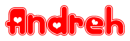 The image displays the word Andreh written in a stylized red font with hearts inside the letters.