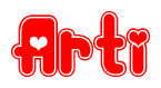 Red and White Arti Word with Heart Design