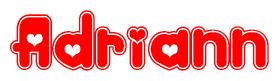 The image displays the word Adriann written in a stylized red font with hearts inside the letters.