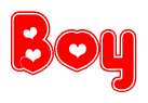 Boy Word with Heart Shapes