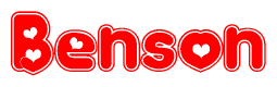 The image displays the word Benson written in a stylized red font with hearts inside the letters.