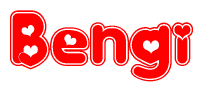 The image displays the word Bengi written in a stylized red font with hearts inside the letters.
