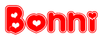 The image displays the word Bonni written in a stylized red font with hearts inside the letters.