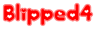 The image displays the word Blipped4 written in a stylized red font with hearts inside the letters.