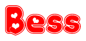 The image is a clipart featuring the word Bess written in a stylized font with a heart shape replacing inserted into the center of each letter. The color scheme of the text and hearts is red with a light outline.