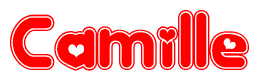 The image displays the word Camille written in a stylized red font with hearts inside the letters.