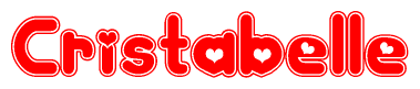 The image displays the word Cristabelle written in a stylized red font with hearts inside the letters.