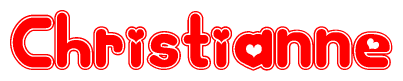 The image is a clipart featuring the word Christianne written in a stylized font with a heart shape replacing inserted into the center of each letter. The color scheme of the text and hearts is red with a light outline.