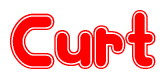 The image displays the word Curt written in a stylized red font with hearts inside the letters.