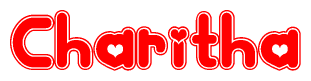 Red and White Charitha Word with Heart Design