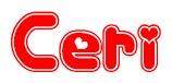 The image displays the word Ceri written in a stylized red font with hearts inside the letters.