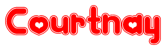   The image displays the word Courtnay written in a stylized red font with hearts inside the letters. 
