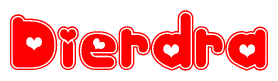 The image displays the word Dierdra written in a stylized red font with hearts inside the letters.
