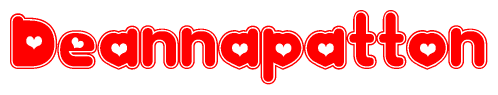 The image is a clipart featuring the word Deannapatton written in a stylized font with a heart shape replacing inserted into the center of each letter. The color scheme of the text and hearts is red with a light outline.