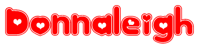 The image displays the word Donnaleigh written in a stylized red font with hearts inside the letters.