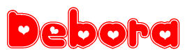 The image displays the word Debora written in a stylized red font with hearts inside the letters.