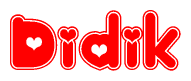 The image displays the word Didik written in a stylized red font with hearts inside the letters.