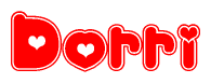 The image displays the word Dorri written in a stylized red font with hearts inside the letters.