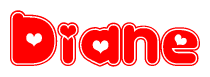 The image displays the word Diane written in a stylized red font with hearts inside the letters.