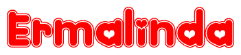 The image displays the word Ermalinda written in a stylized red font with hearts inside the letters.