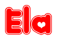 The image displays the word Ela written in a stylized red font with hearts inside the letters.