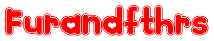 The image is a clipart featuring the word Furandfthrs written in a stylized font with a heart shape replacing inserted into the center of each letter. The color scheme of the text and hearts is red with a light outline.
