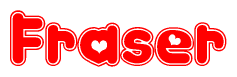 The image displays the word Fraser written in a stylized red font with hearts inside the letters.