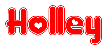 The image displays the word Holley written in a stylized red font with hearts inside the letters.